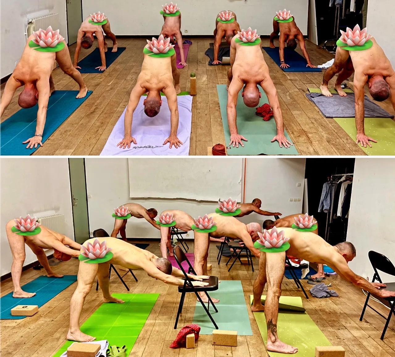 Yoga naturiste entre hommes 