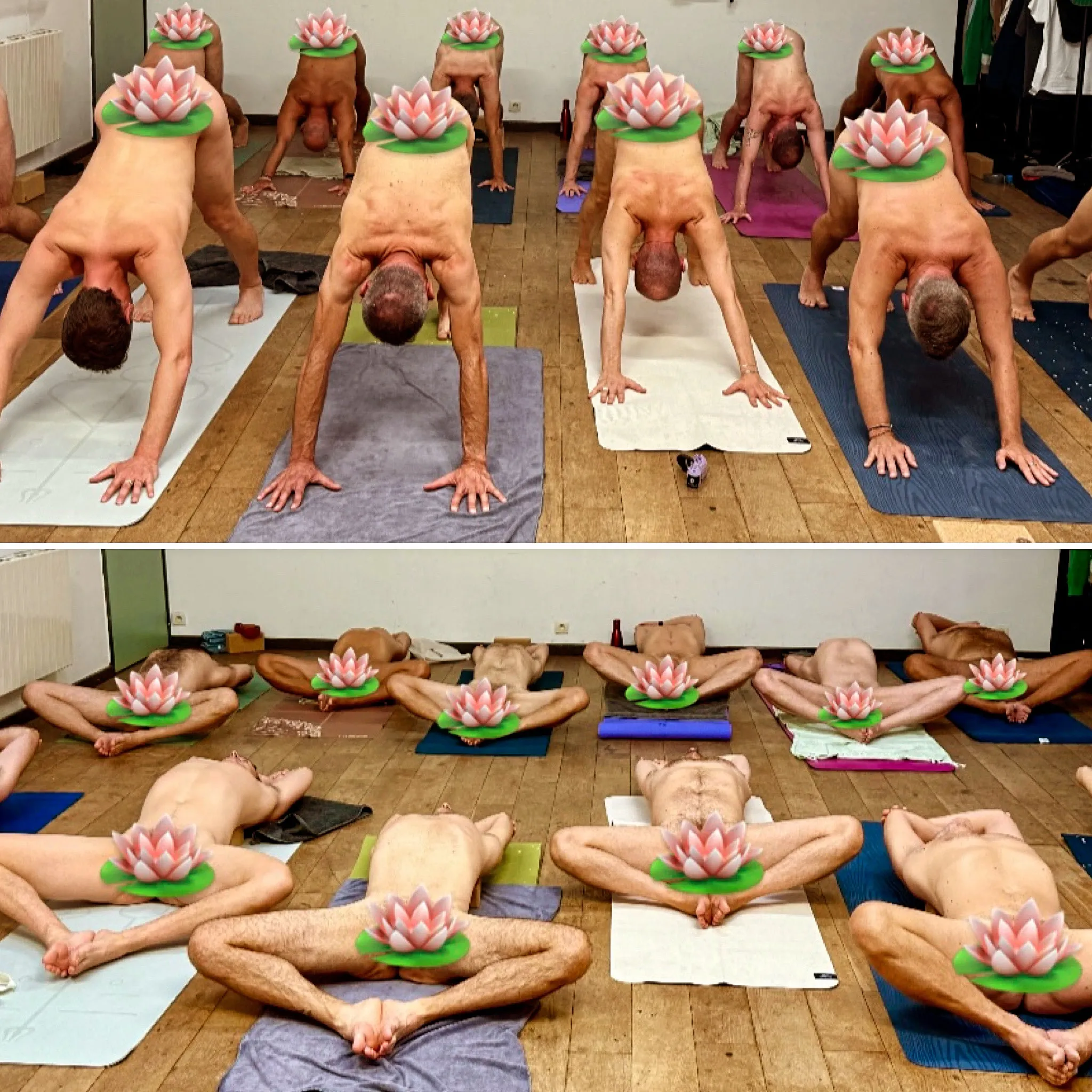 Yoga naturiste entre hommes 