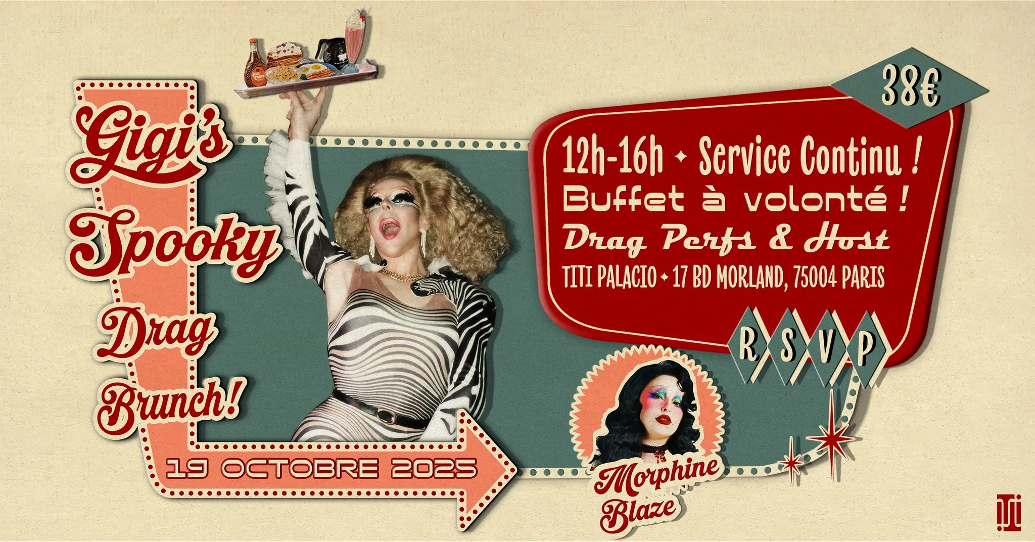 🎃GIGI’S SPOOKY DRAG BRUNCH au Titi Palacio avec Morphine Blaze!🎃