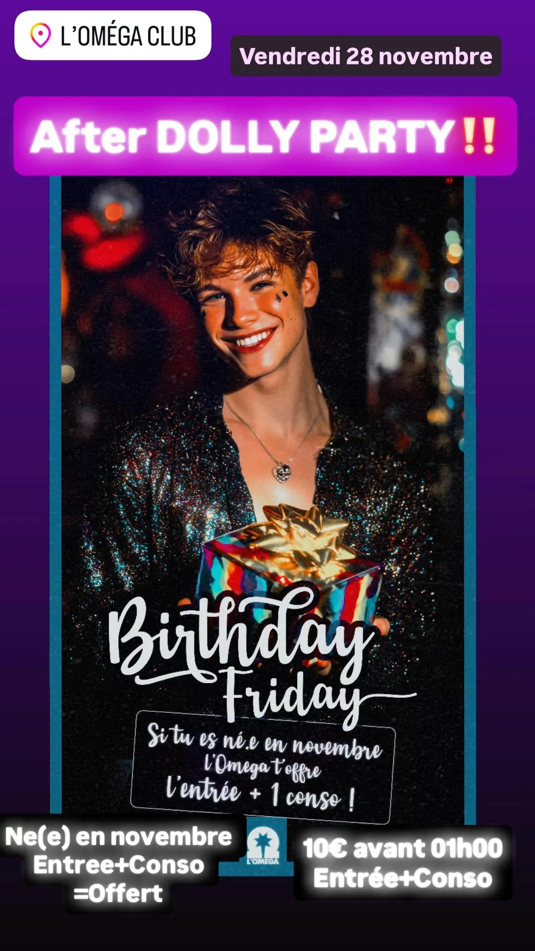 🔥After Dolly Party🔥 ‼️Birthday Friday né(e) en novembre: entree+conso = offert ‼️