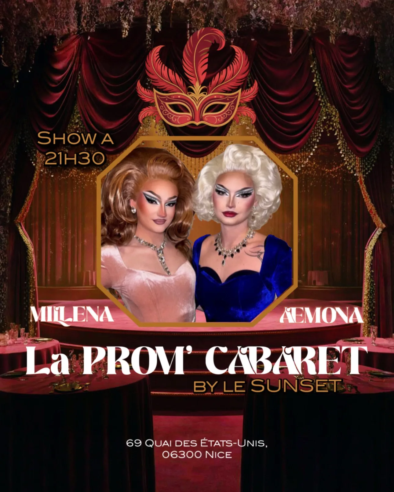 💃La Prom’ Cabaret💃 🔥Drag Show by Millena B.Rose and Aemona🔥 🌅Le Sunset-Nice
