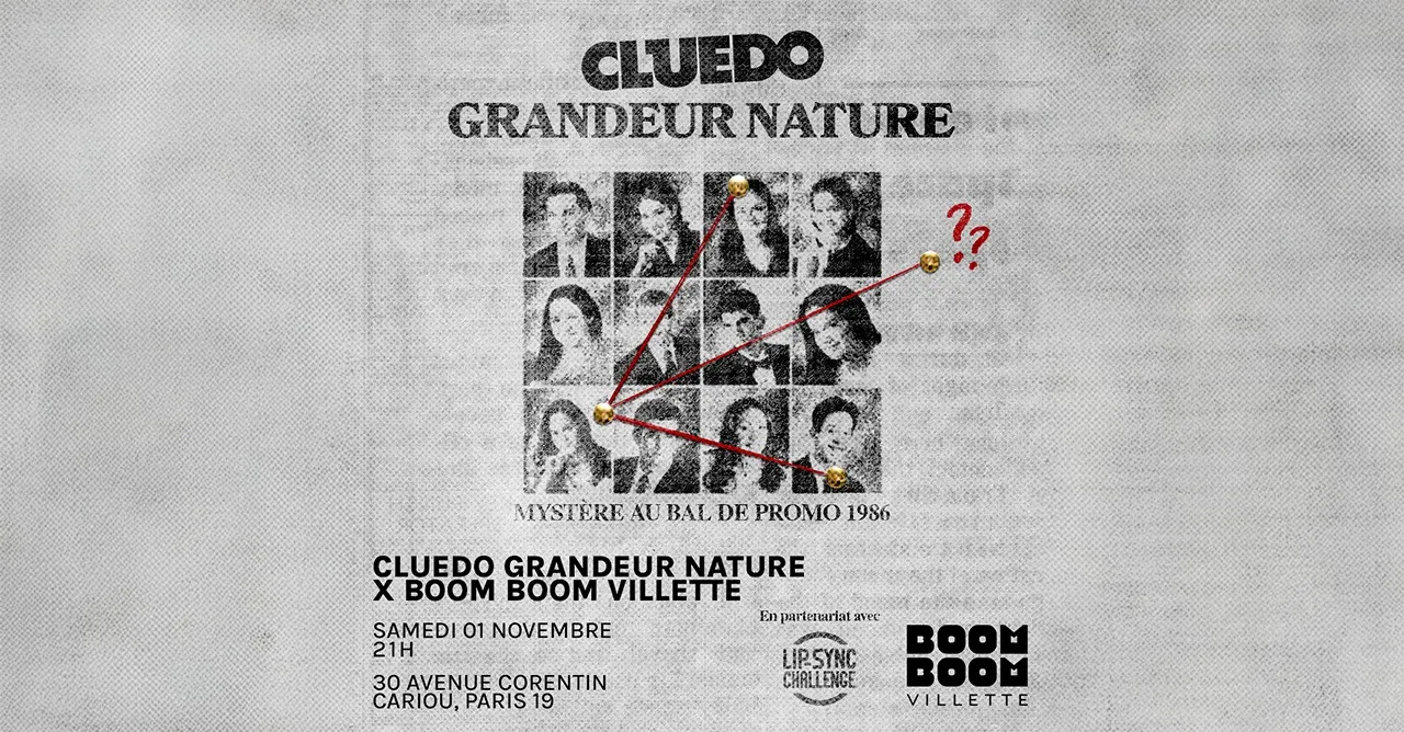 CLUEDO GRANDEUR NATURE / MURDER PARTY GÉANTE 🎭 MYSTÈRE AU BAL DE PROMO 1986 🎶