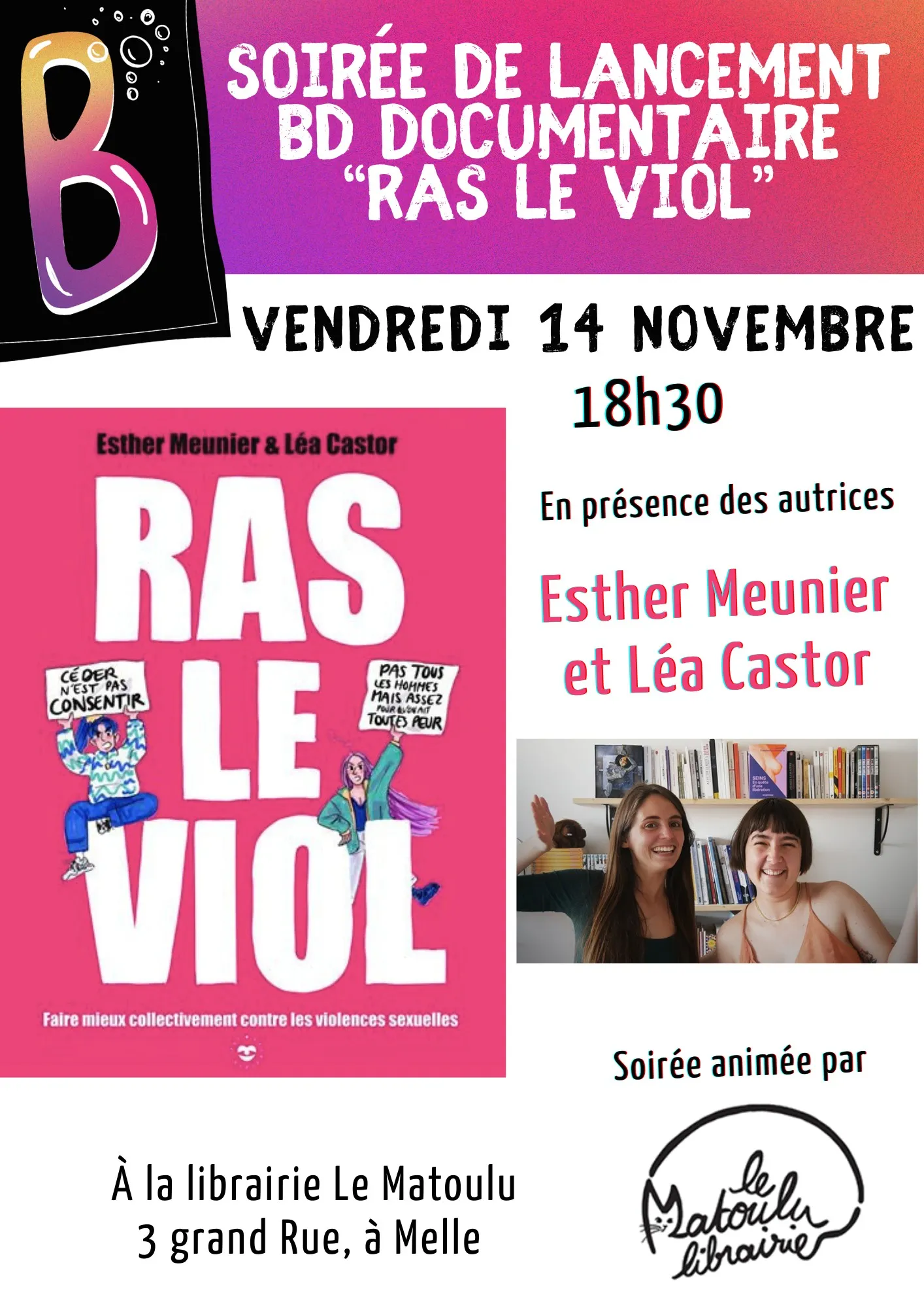 Soirée Lancement BD Documentaire Ras le Viol