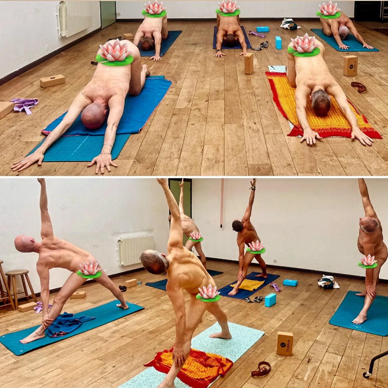 Yoga naturiste entre hommes