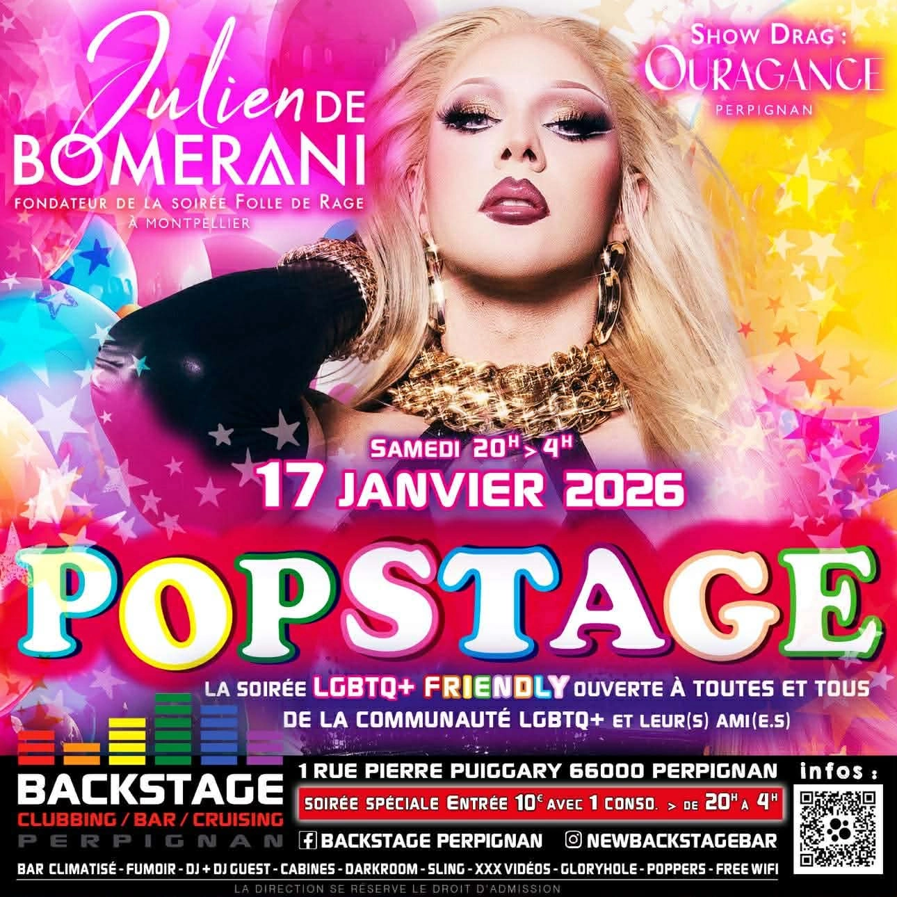 POPSTAGE - JULIEN DE BOMERANI dj set - OURAGANCE 1&deg;partie dj set et show