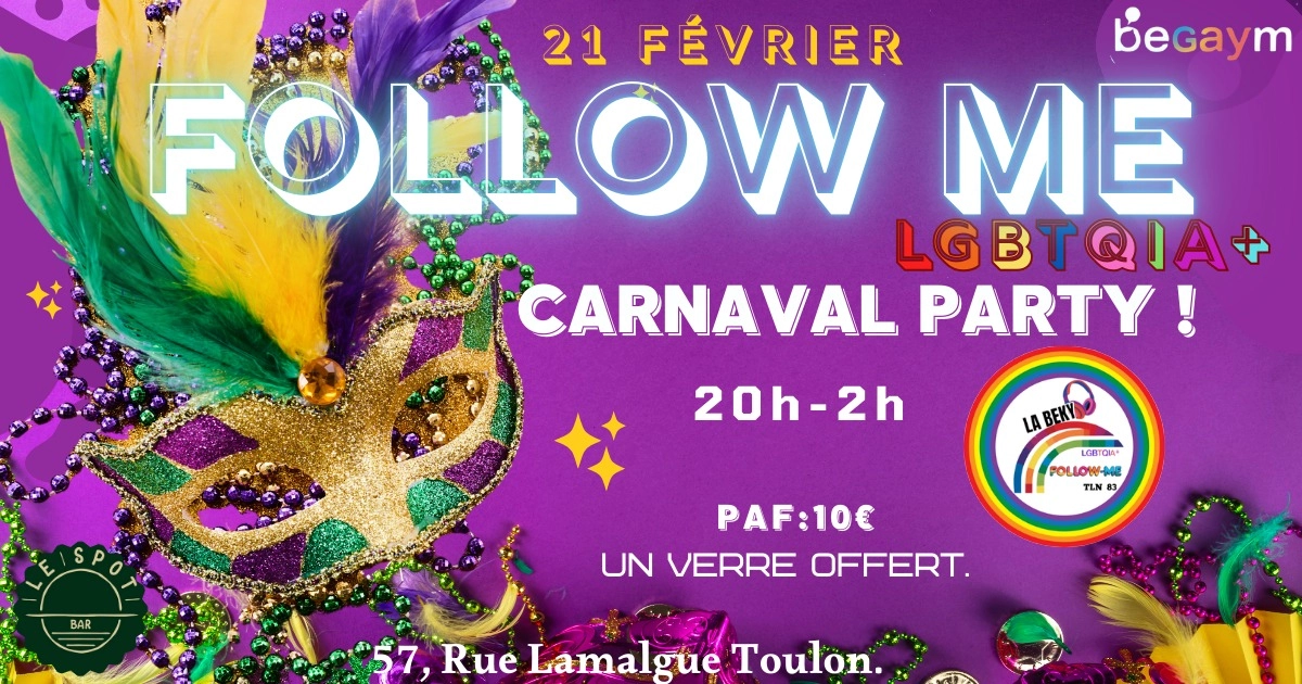 🌈Follow-Me Tln 83🌈LGBTQIA+🌈<<Friendly>>🎭CARNAVAL PARTY !🎭