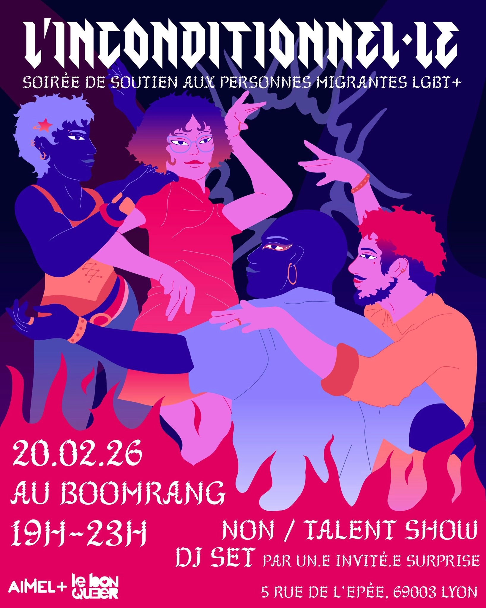 INCONDITIONEL&bull;LE 3, Soir&eacute;e Solidaire pour les exil&eacute;&bull;es LGBTIQ +🏳️&zwj;⚧️🏳️&zwj;🌈