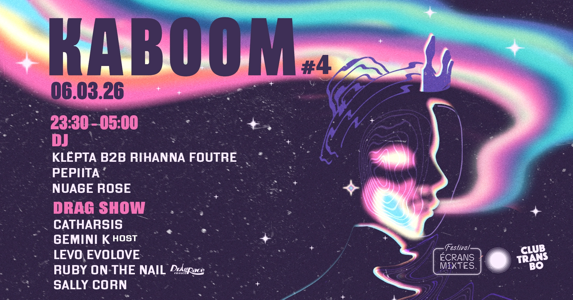 Kaboom #4 - Soirée officielle Festival Écrans Mixtes • Club Transbo