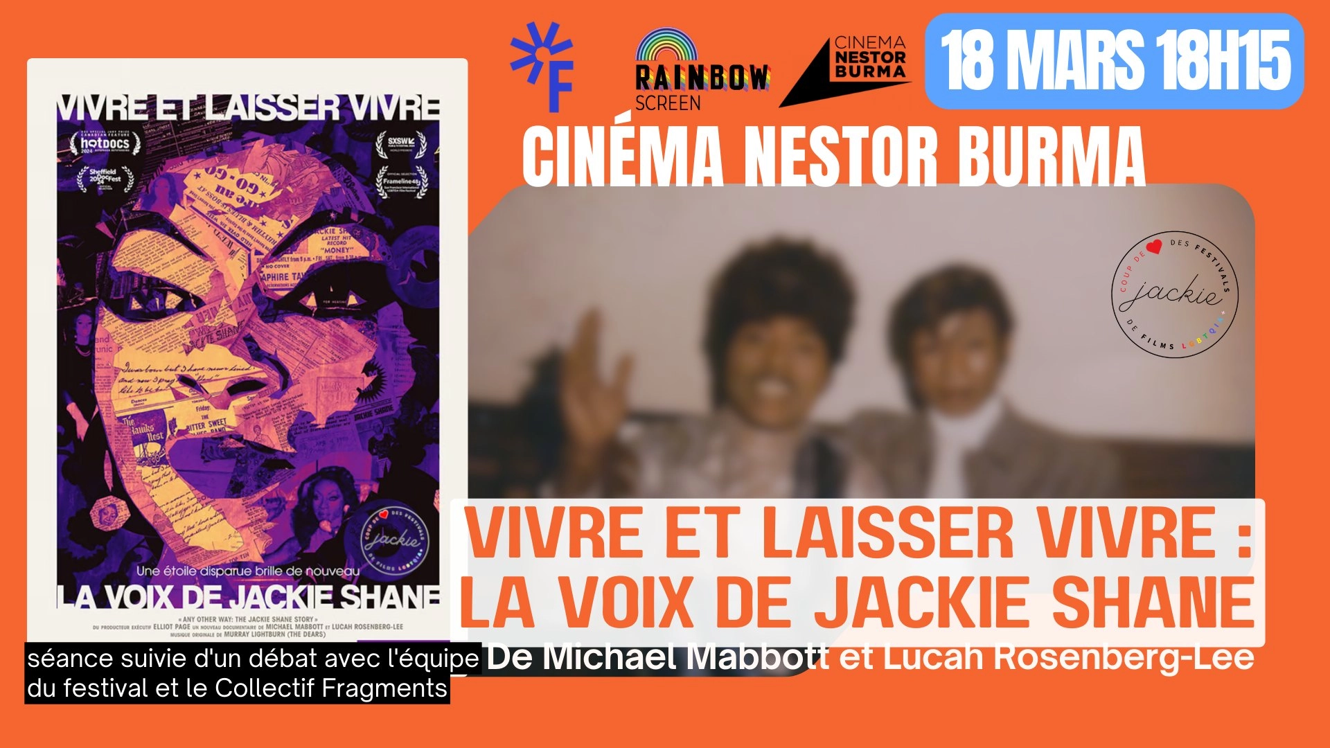 RAINBOW SCREEN FESTIVAL / VIVRE ET LAISSER VIVRE :  LA VOIX DE JACKIE SHANE