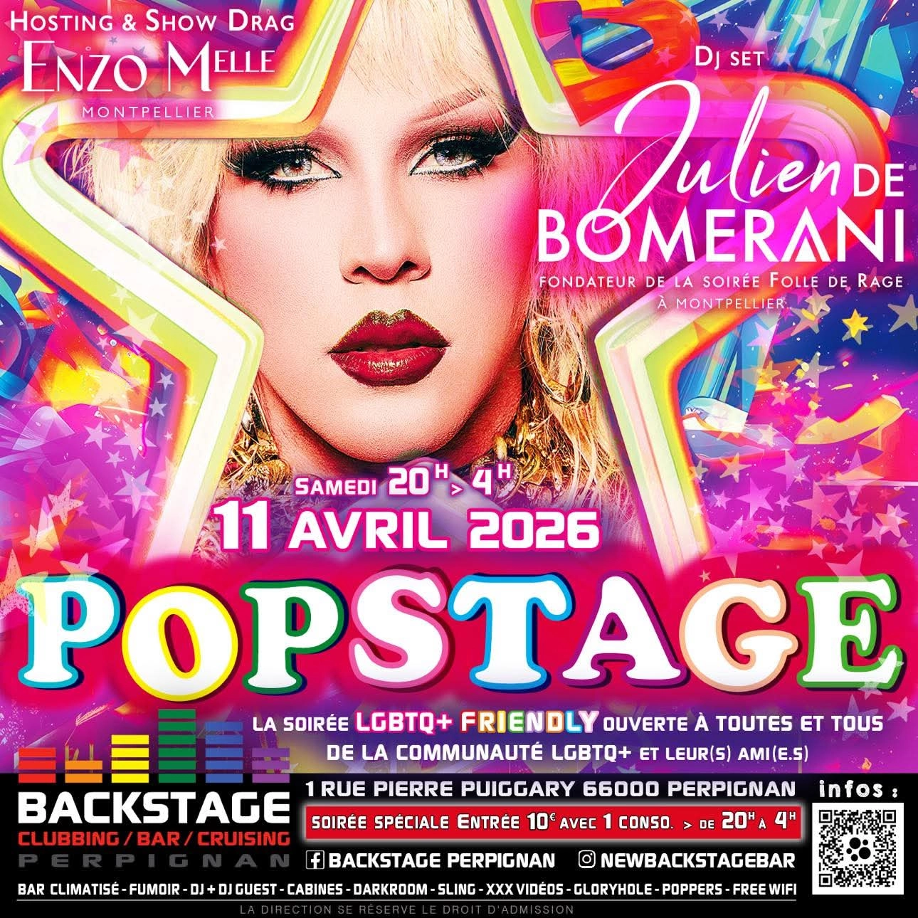 POPSTAGE // DJset JULIEN DE BOMERANI // WarmUp et ShowDrag ENZO MLLE
