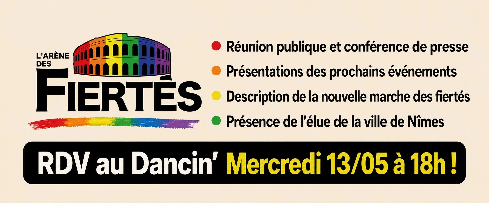Réunion publique, présentations des événements et de la marche, appel aux bénévoles