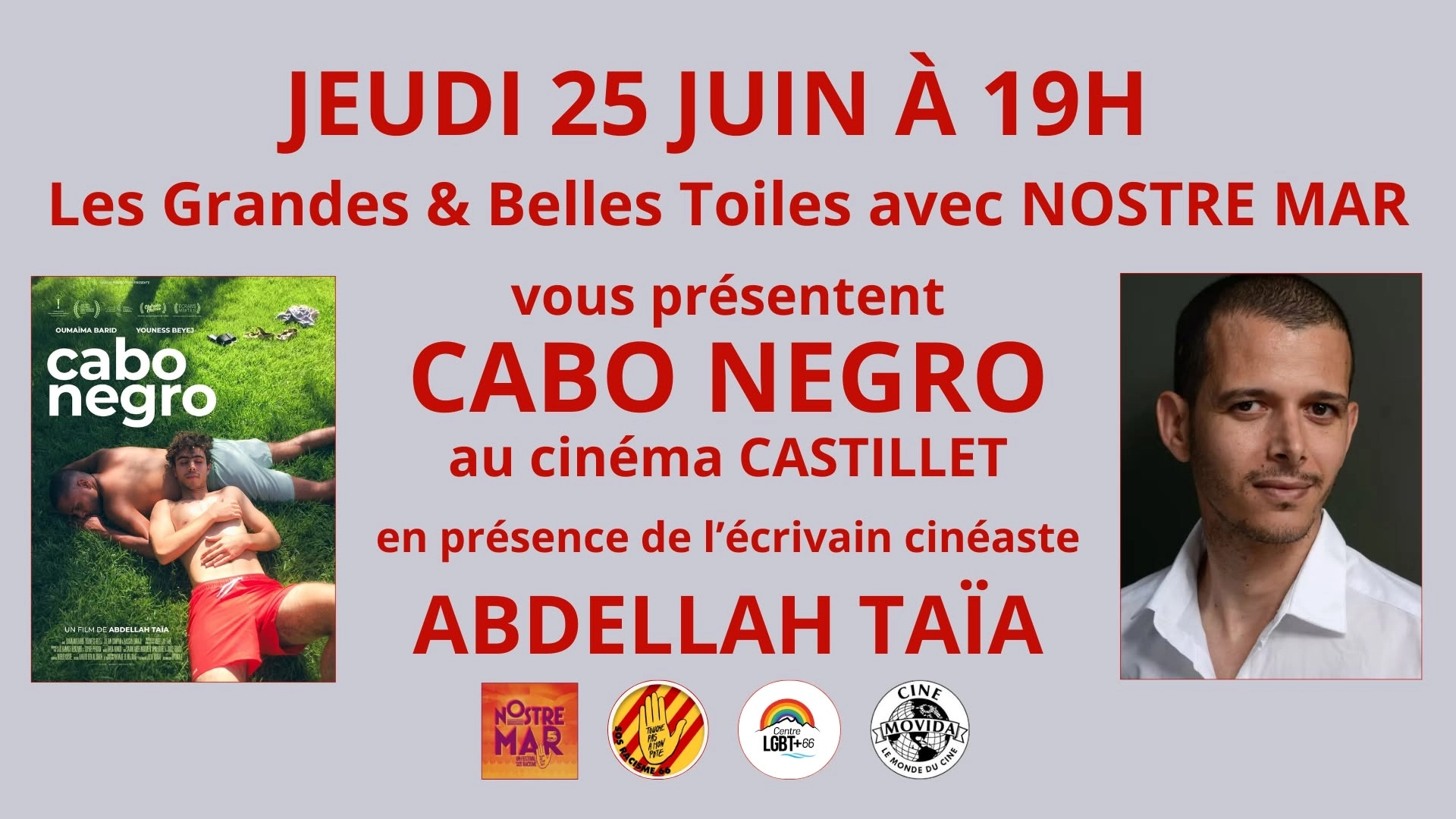 Jeudi 25 juin &agrave; 19h avec le festival Nostre Mar, CABO NEGRO en pr&eacute;sence d'Abdellah TA&Iuml;A!  