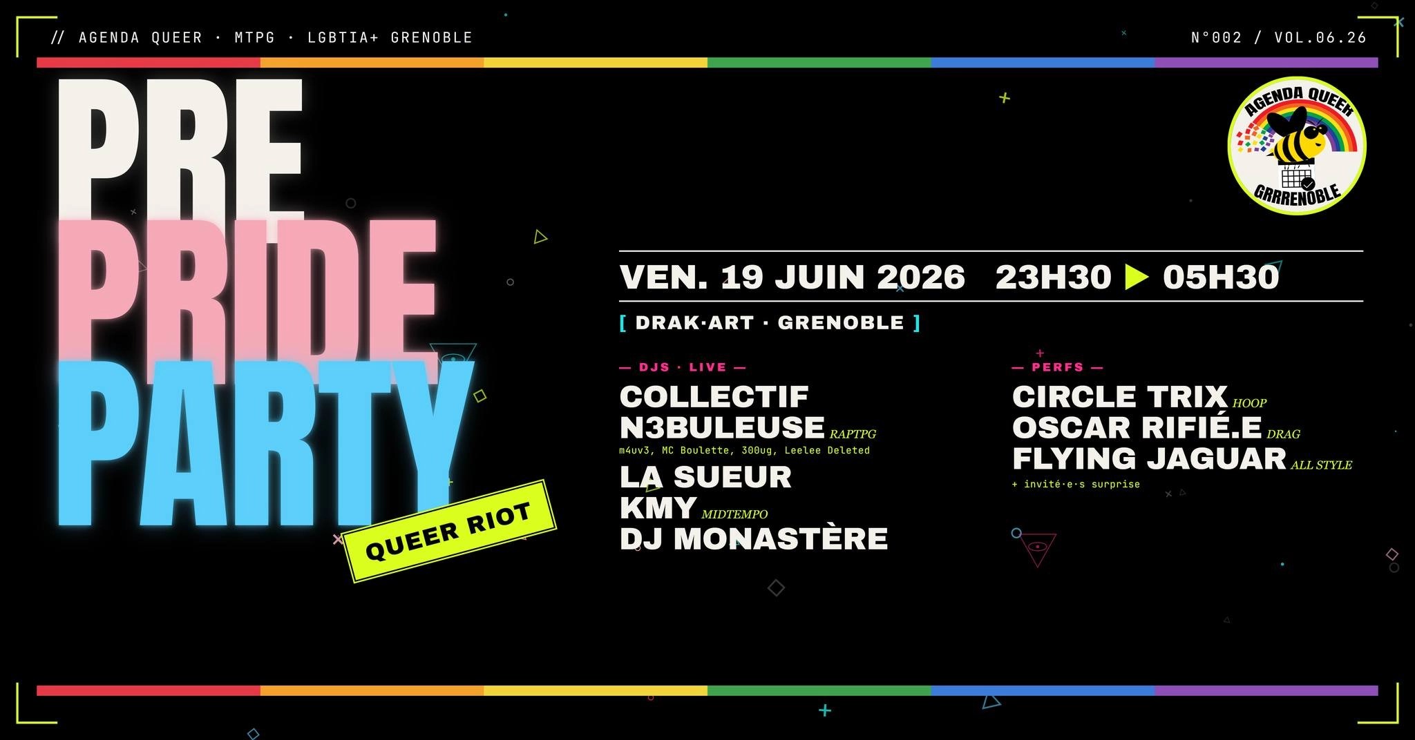 LE DRAK ART INVITE AGENDA QUEER MTPG LGBTIA+ GRRRRRENOBLE