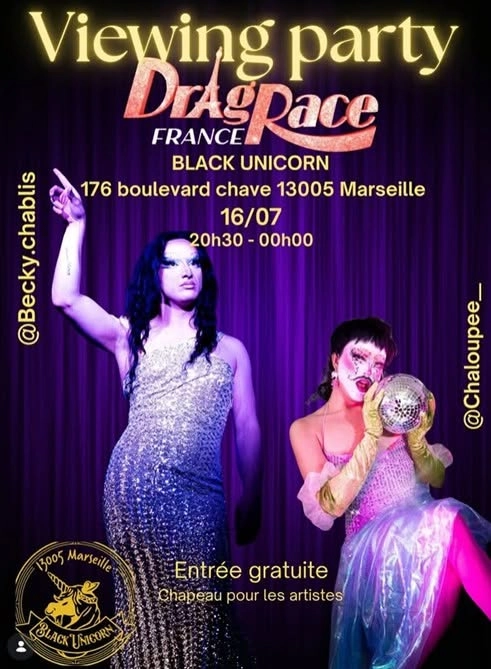 👑"Viewing Party Drag Race France Episode 2"🌈au Black Unicorn