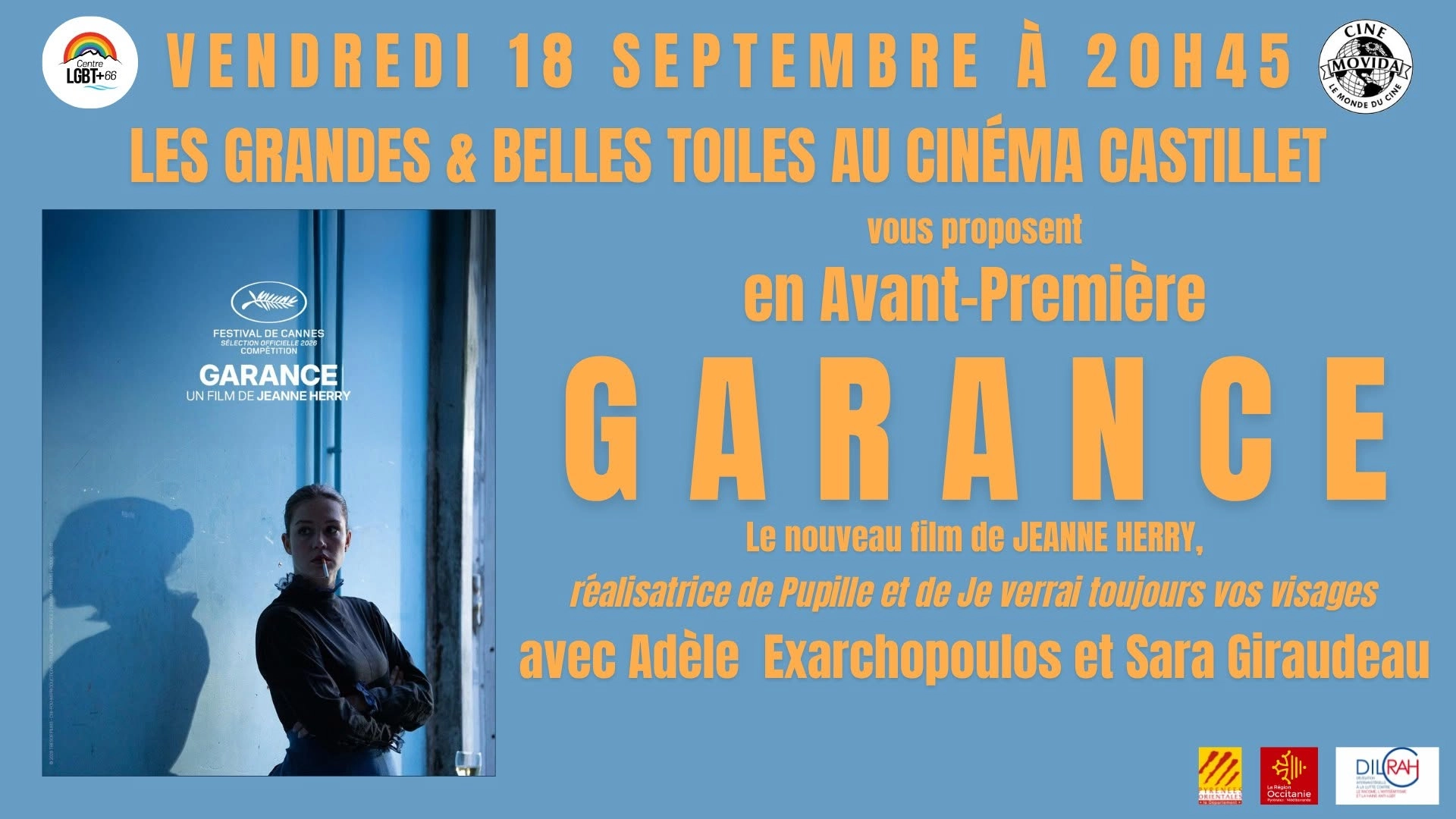 Avant-Premi&egrave;re de GARANCE le 18 septembre &agrave; 20hH45 pr&eacute;c&eacute;d&eacute;e d'un Ap&eacute;ro &agrave; 18H30 &agrave; la BOQUERIA D'HENRI