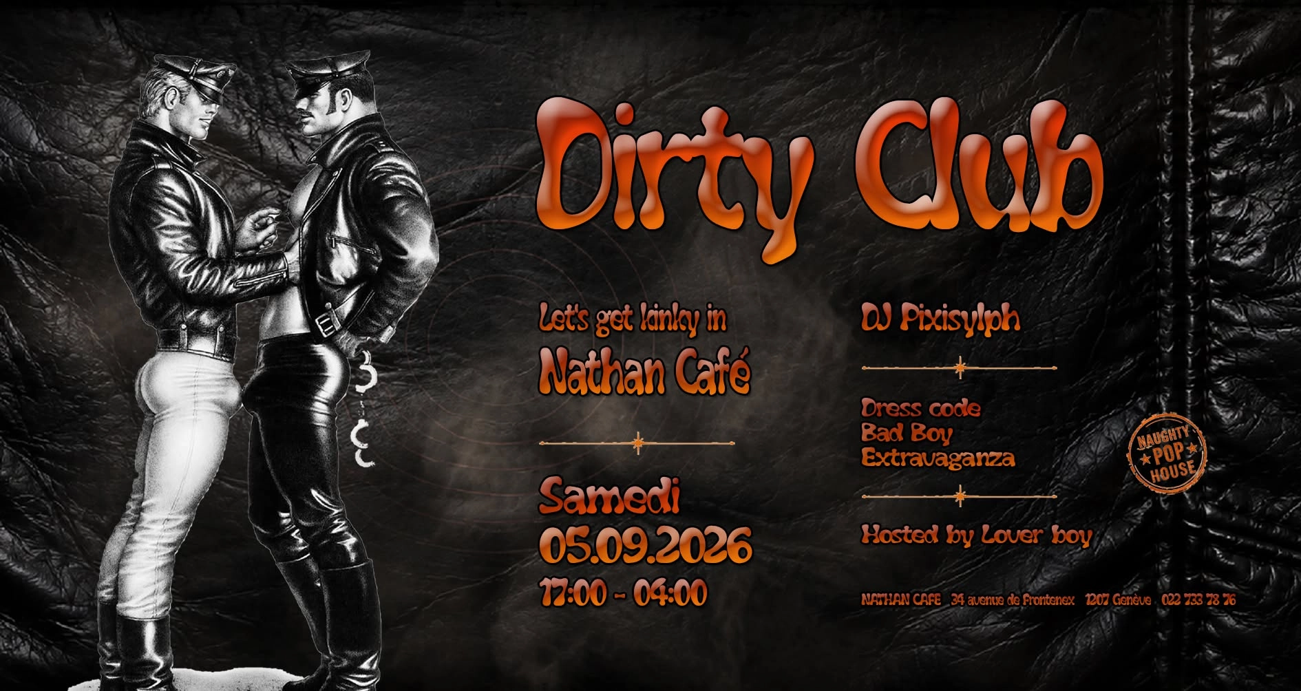Nathan Caf&eacute; Gen&egrave;ve - Dirty Club - Ce samedi 5 septembre 2026 - De 17h &agrave; 04h !