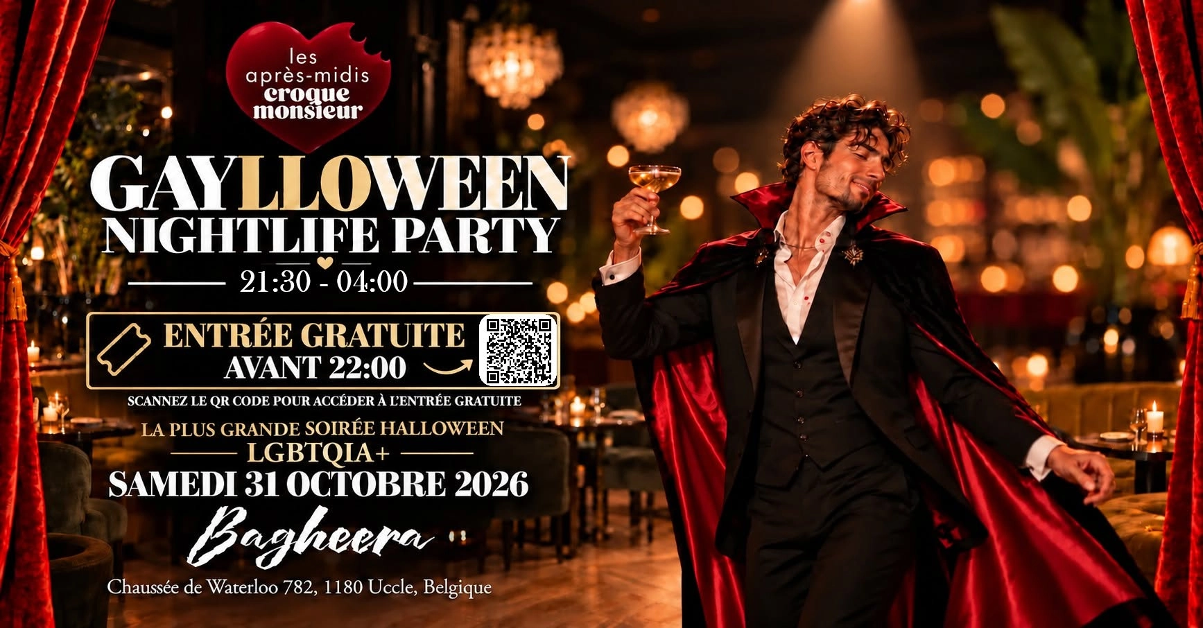 🦇 GAY🌈LLOWEEN PARTY by La CROQUE MONSIEUR🎃ENTREE GRATUITE <22:00 🎃Bagheera Brussels | Sat. 31.10