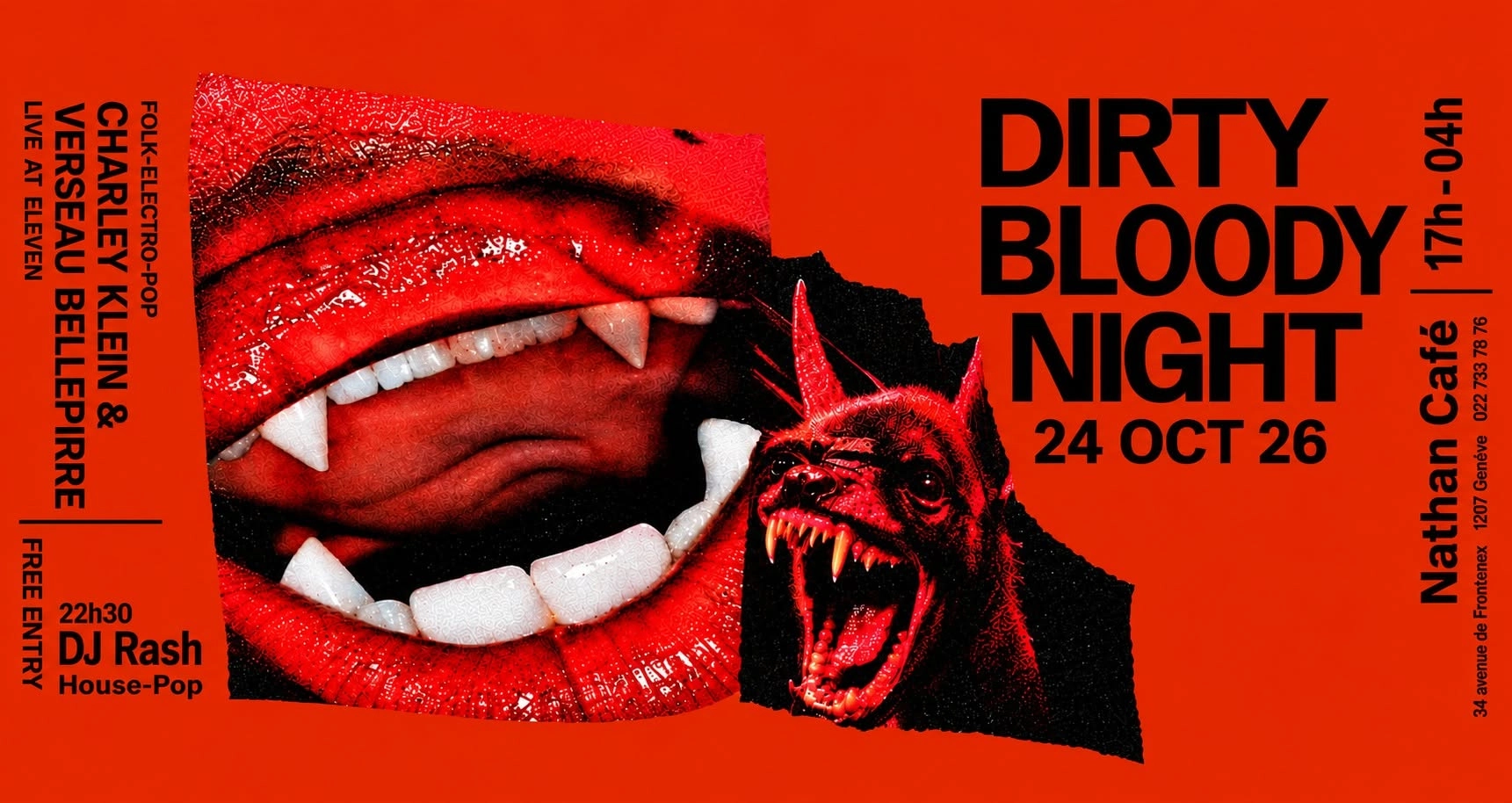Nathan Caf&eacute; Gen&egrave;ve - Dirty Bloody Night - Ce samedi 24 octobre 2026 - 17h &agrave; 04h !