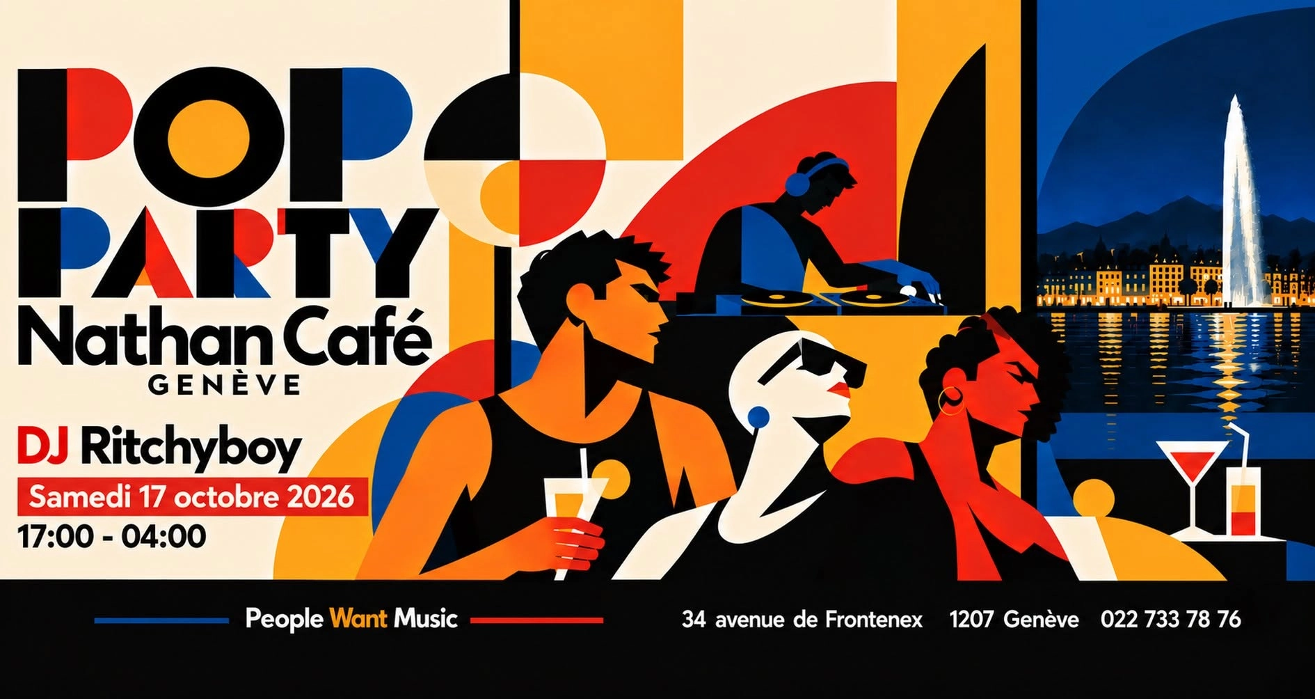 Nathan Caf&eacute; Gen&egrave;ve - Pop Party - Ce samedi 17 octobre 2026 - De 17h &agrave; 04h !